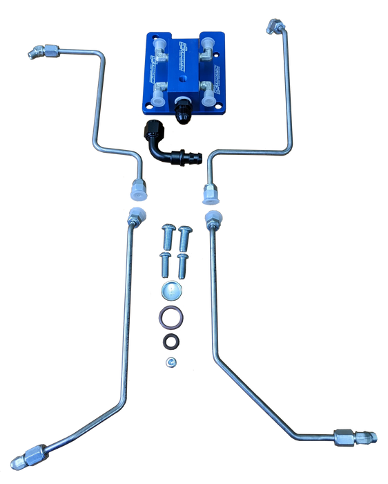 94.5-03 7.3L CNC Fab T4 Turbo 4-Line Feed Valley Mount Fuel Line Kit