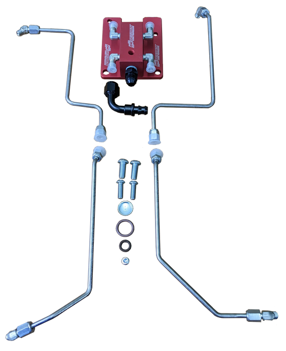 94.5-03 7.3L CNC Fab T4 Turbo 4-Line Feed Valley Mount Fuel Line Kit