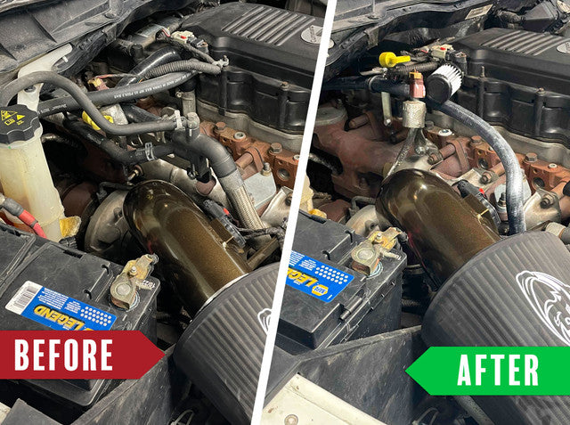 Pusher Coolant Reroute Kit for 2019+ RAM 6.7L Cummins Trucks.