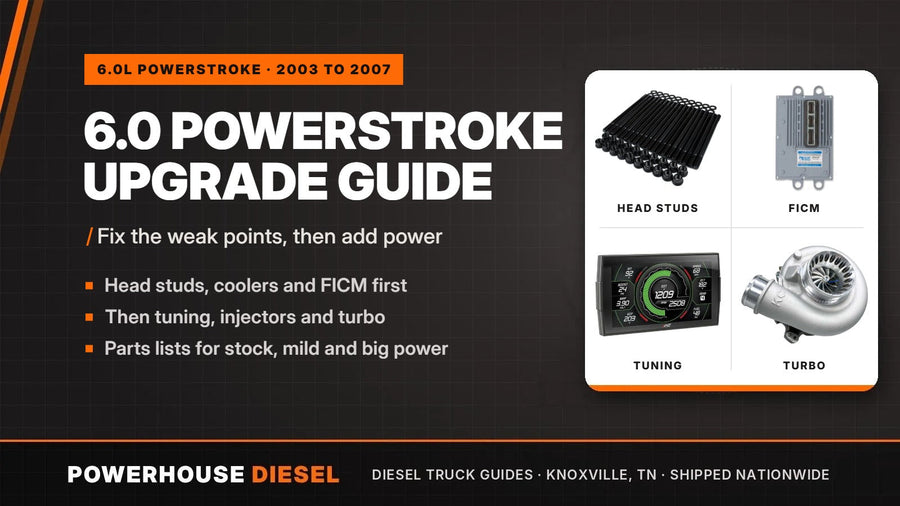 6.0 Powerstroke upgrade guide showing head studs, FICM, tuning and turbo for 2003 to 2007 Ford trucks