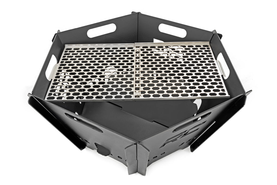 Overland Collapsible Fire Pit Stainless Steel Grill Grate Rough Country