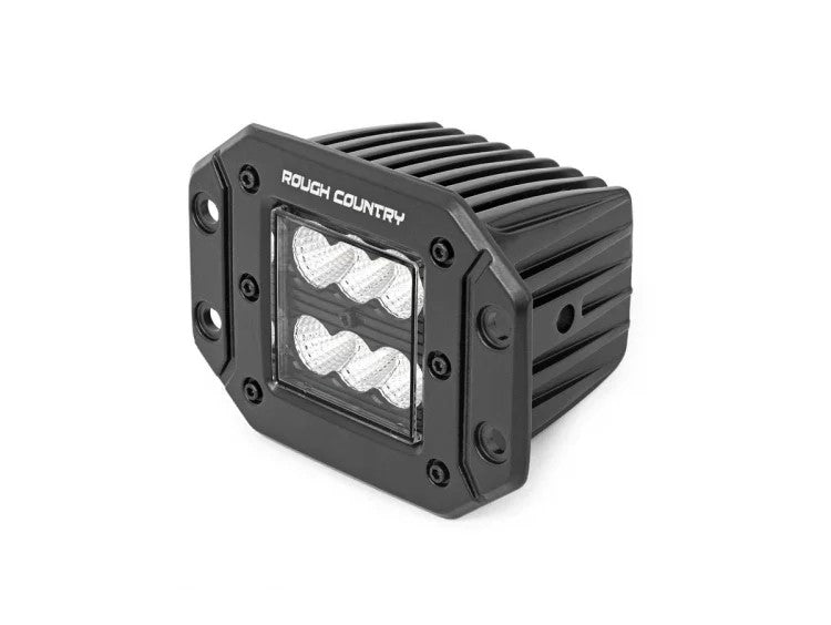 2 Inch Square Flush Mount Cree LED Lights Pair Black Series, Flood Beam Rough Country