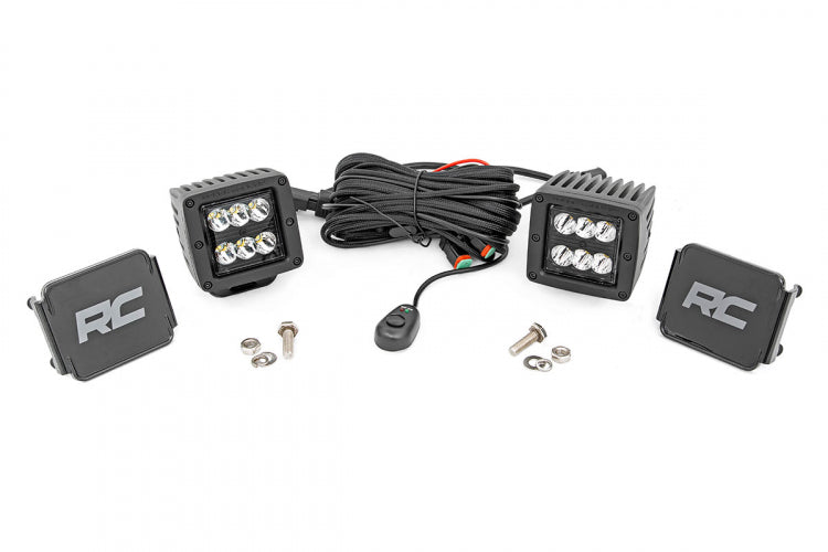 2 Inch Square Cree LED Lights Pair Black Series, Spot Beam Rough Country