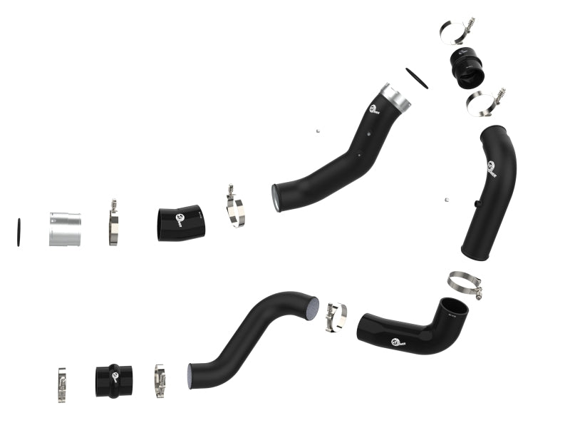 aFe 2024 GM Diesel Trucks V8 6.6L L5P BladeRunner Aluminum 3in Hot & 3.5in Cold Charge Pipe - Black.