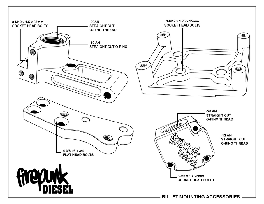 Firepunk Lower Coolant Neck, Tensioner, and A/C Bracket.