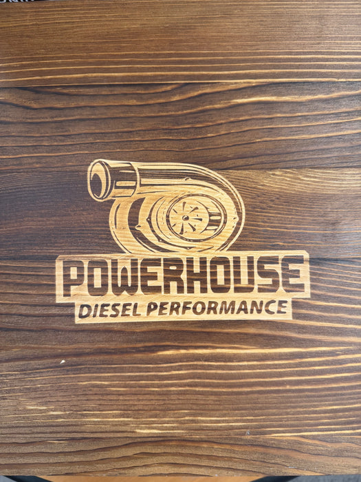 Powerhouse Diesel Engraved Whiskey Decanter Set — Decanter + 4 Glasses in Wooden Gift Box
