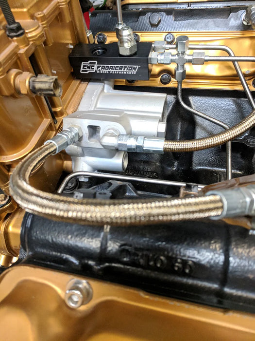 98.5-03 7.3L CNC Fab Fuel Bowl Relocation Retrofit Block