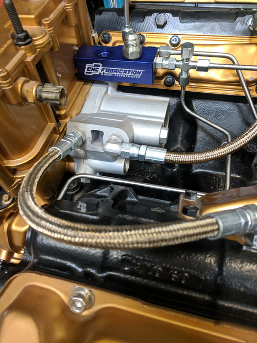 98.5-03 7.3L CNC Fab Fuel Bowl Relocation Retrofit Block