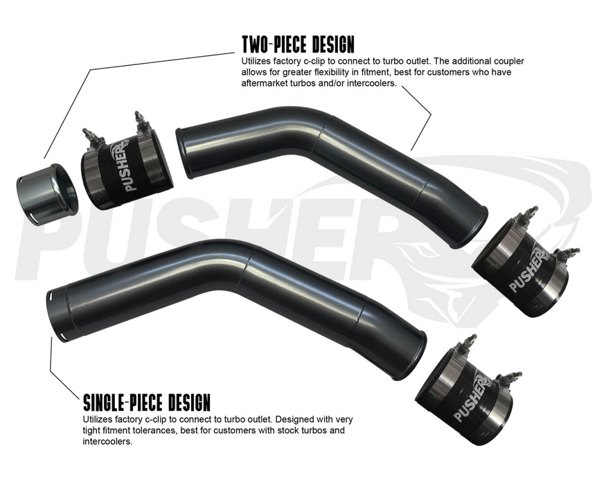 Pusher 3" Hot & Cold Side Charge Tubes for 2015-16 Ford F250/350 6.7L Powerstroke w/ Throttle Valve Adapter