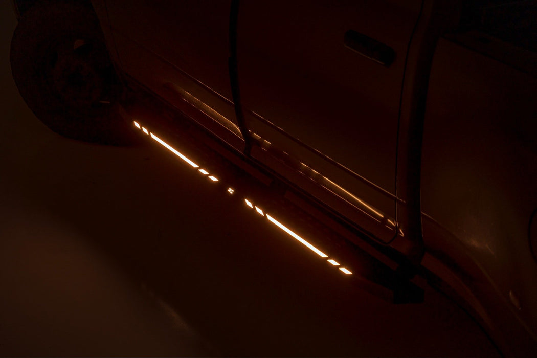 Rough Country AC2 Running Boards | Amber/White | Crew Cab | Ram 1500/2500/3500 2WD/4WD (2010-2025 & Classic)